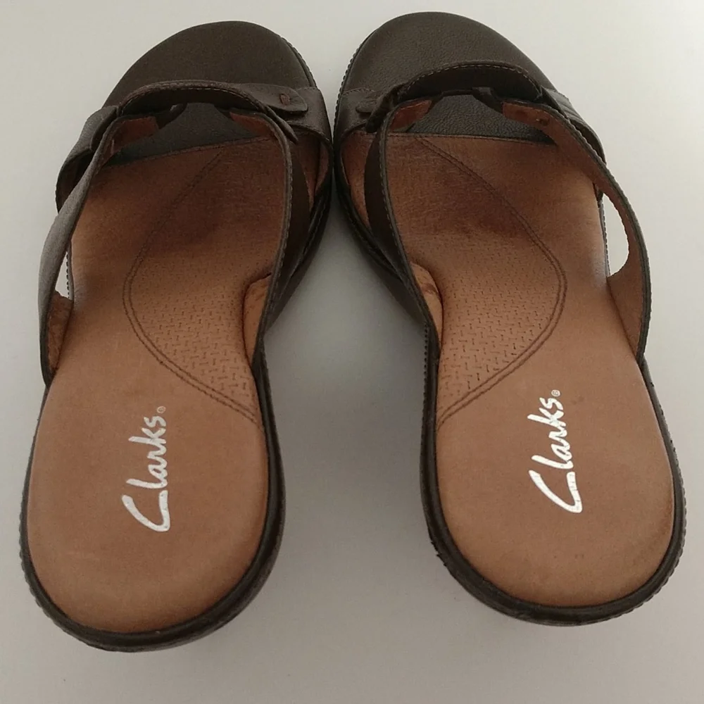 Clark's Brown Leather Wedges sz 8